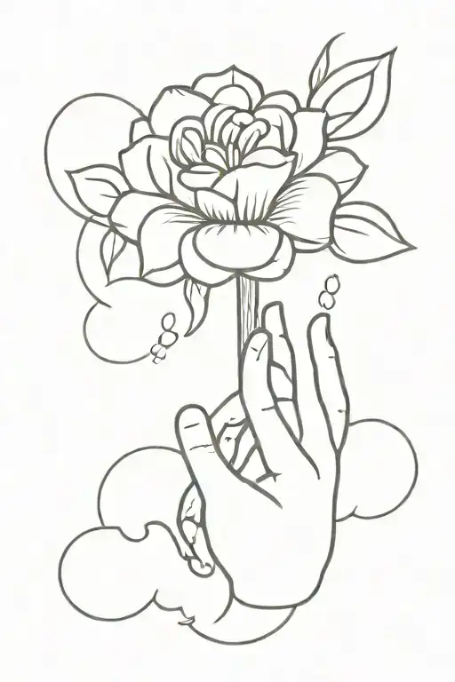 Cigarette With Flowers Surrounding Sunset Background