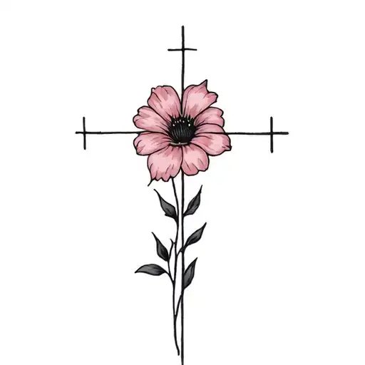 Cross With Julys Birth Flower