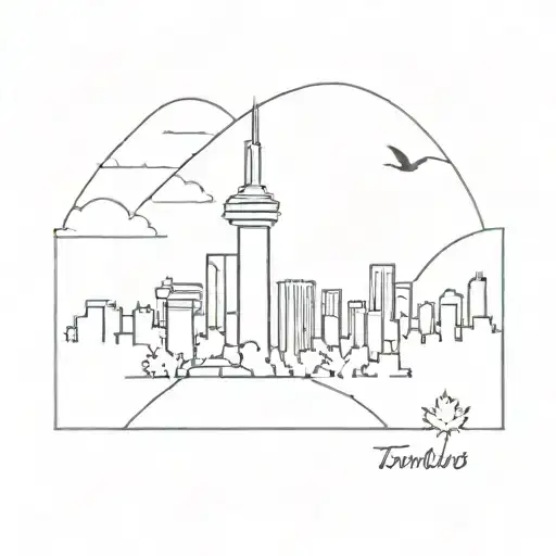 A Geometric Interpretation Of The Toronto Skyline With A Maple Leaf Pattern Overlay