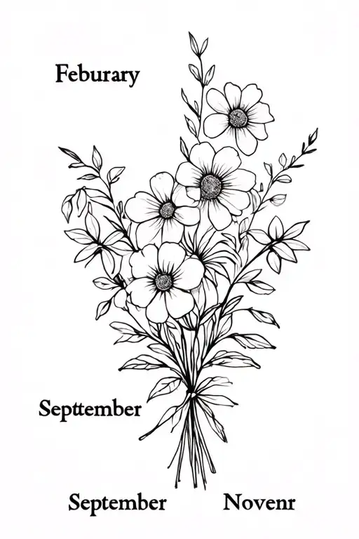 Birth Month Flower Bouquet Feburary July September September And November