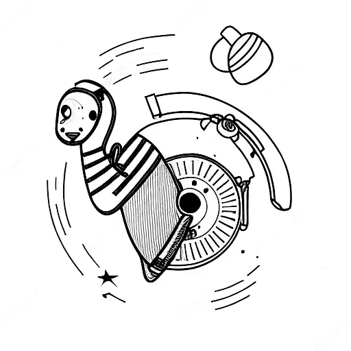 A Dachshund Dj Spinning Records In Outer Space