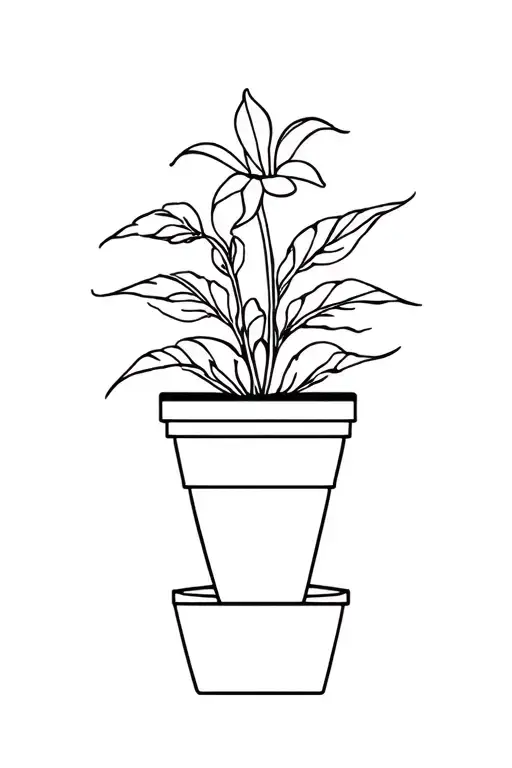 A Bold And Simple Black And White Coloring Page Featuring A Flower Pot