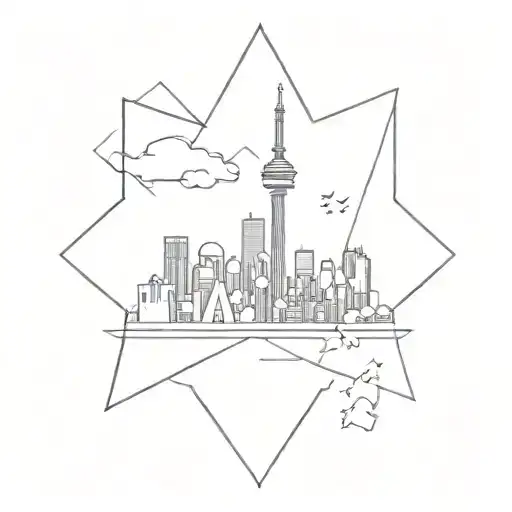 A Geometric Interpretation Of The Toronto Skyline With A Maple Leaf Pattern Overlay