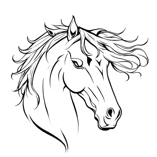Horse Head With Flame -Shaped Spot On The Forehead