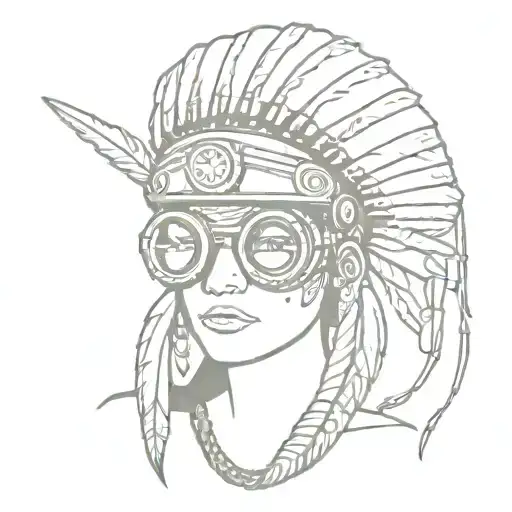 Steam Punk Goggles With Indian Headress Facing Front On