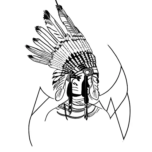 A Native American Woman In A Feathered Headdress