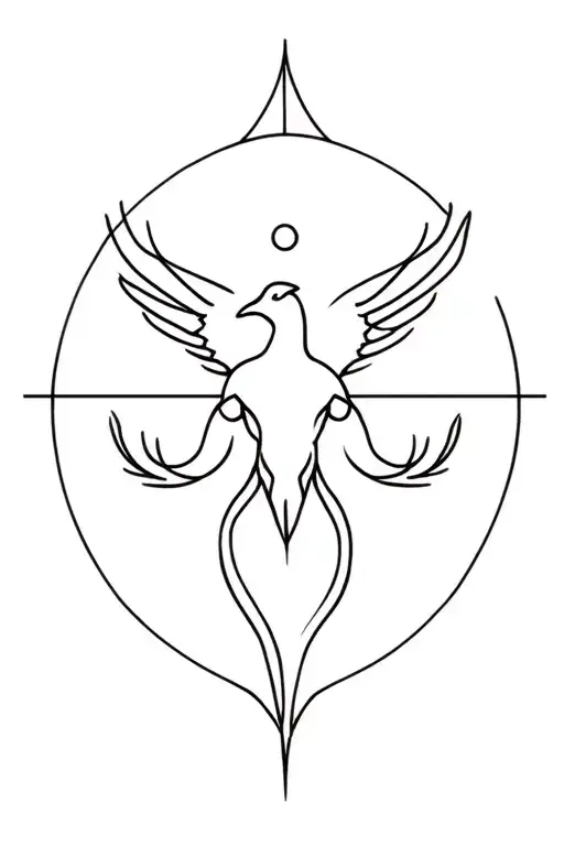 Astrology Aries Pheonix Fine Line Linear