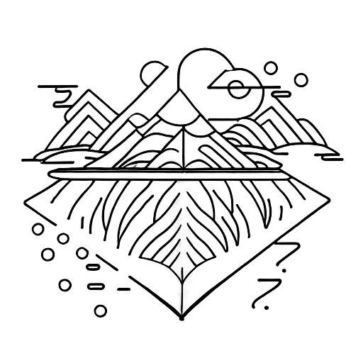 A Minimalist Tattoo Of A Book With A Sunset As Its Pages