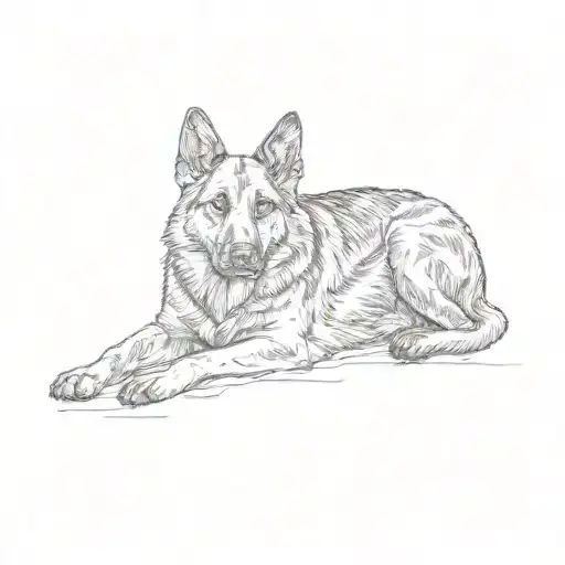 A German Shepherd Dog Laying In The Sand