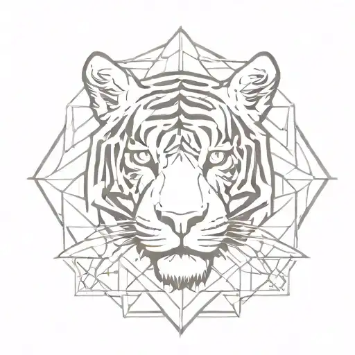 Geometric Tiger Head With Sun