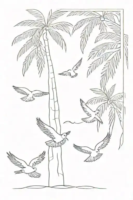 Palm Tree With Birds