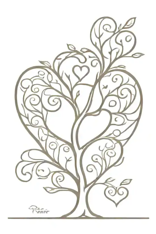 Family Tree In The Shape Of A Heart