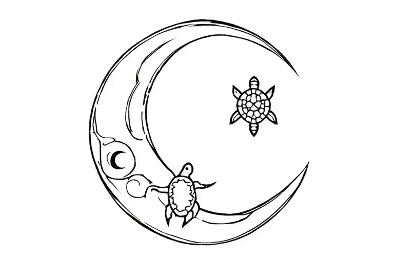 Turtle Turkish Flag Crescent Moon Inside