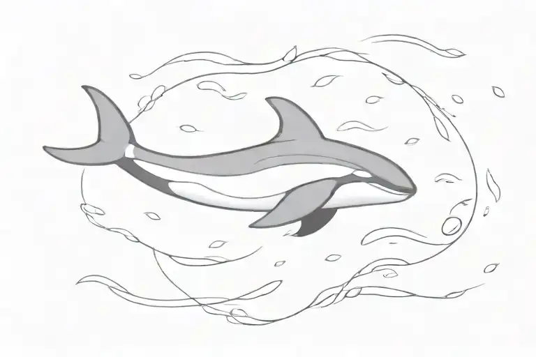 Killer Whale Swimming In A Sea Turtle Swimming