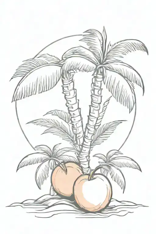 A California Palm Tree Growing From A Peach Fruit