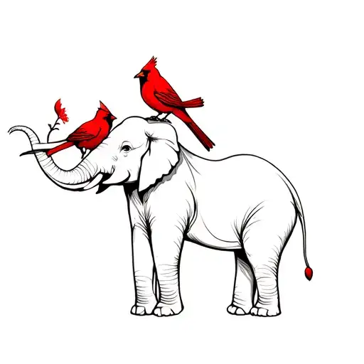 An Elephant Holding A Cardinal In His Trunk