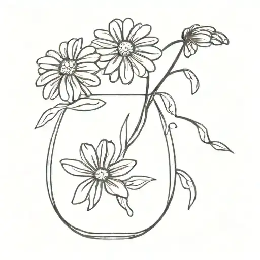 1 Daisy 2 Marigolds In A Vase