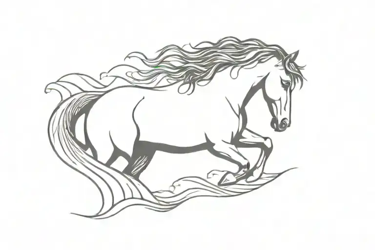 Black Percheron Horse Head Surrounded By Surf