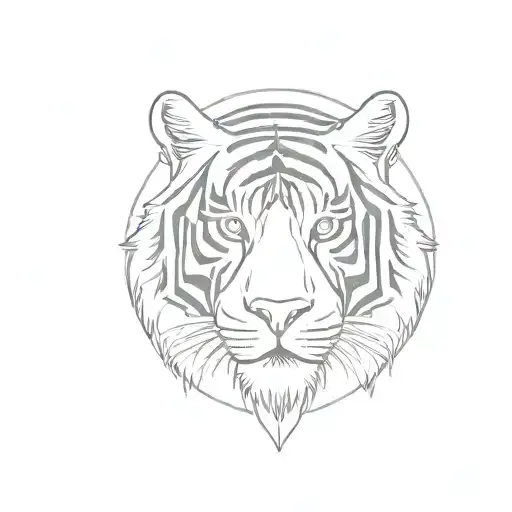 Geometric Tiger Head With Sun