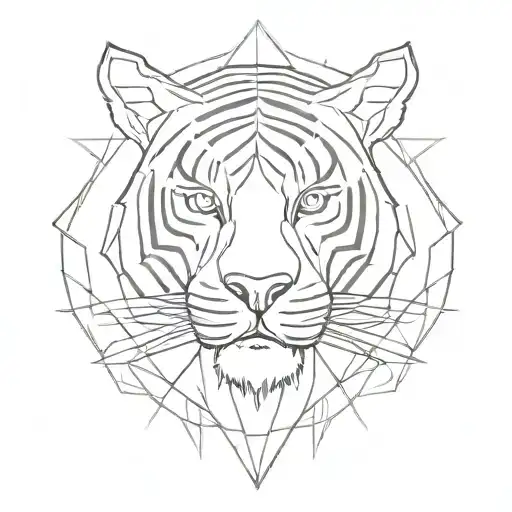 Geometric Tiger Head With Sun Rays
