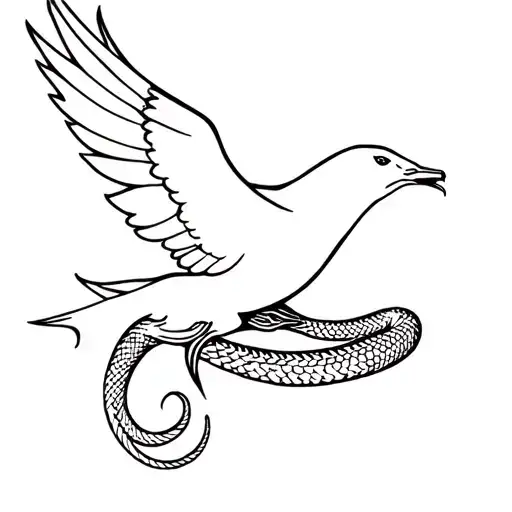 Dove Which Carries A Man Fighting A Snake