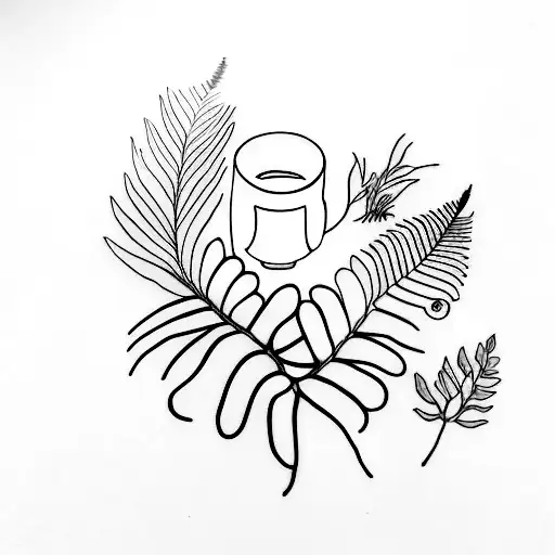 Potted Fern Plant With Glasses