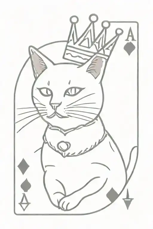 Cat With Crown And Card Suits