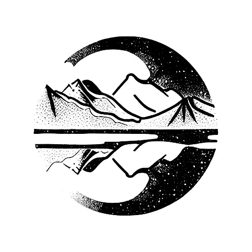 Snow Capped Mountain Range With New Zealand Fern Reflecting In The Water Below