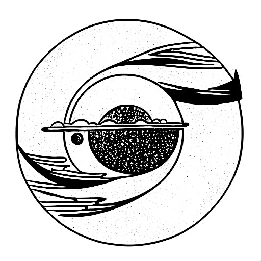 Smiling Sun In Waves And Moon With Stars