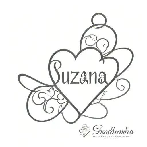 A Minimalist Tattoo Of A Heart Intertwined With The Name 'Suzana' In Elegant Script