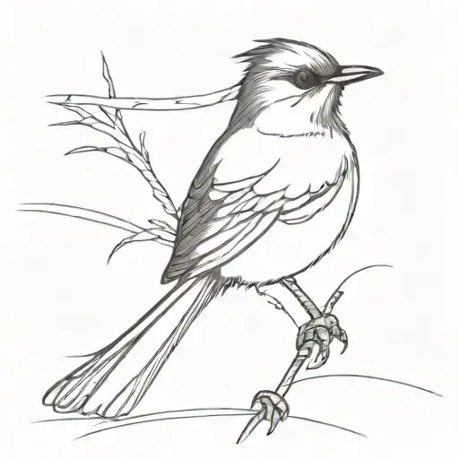 Willy Wagtail No Shading Fine Line White