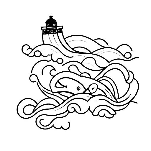 Waves Thunder Lighthouse And Sharks