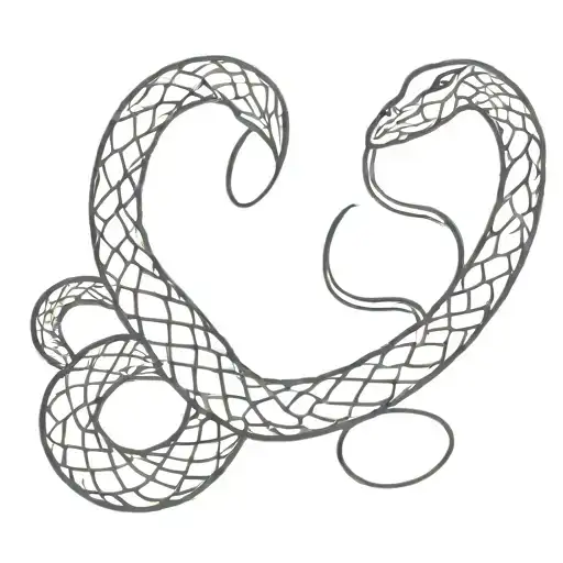 Cross And Snake Coiled