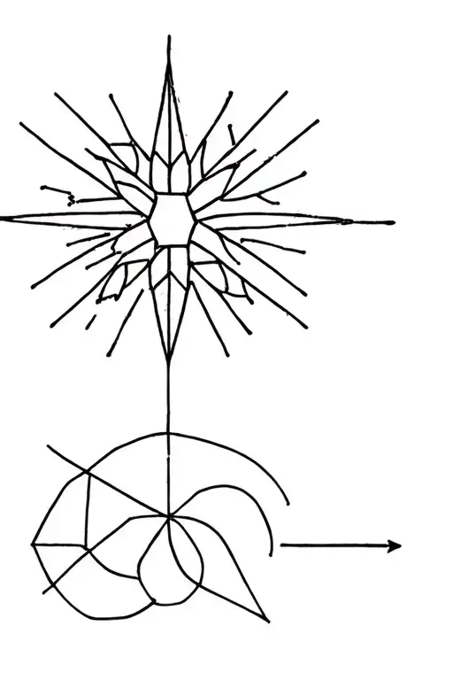 Geometric Snow Flake And Sun Rays