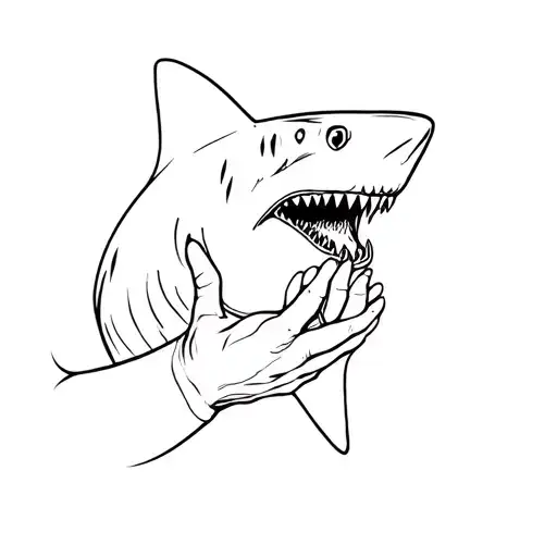 Shark Head With Hand In Its Mouth Open