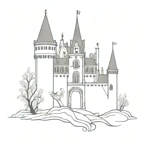 Gothic Castle With Emo Bitches Guarding The Entrance