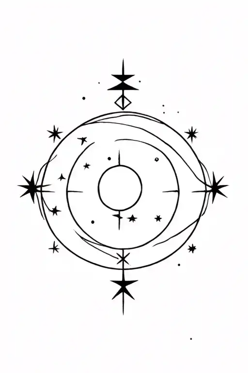 Minimalistic Astrology Aries Pheonix Stars Moon Fine Line