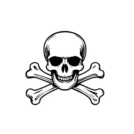 Pirate Skull Logo Black And White With Cross Bones