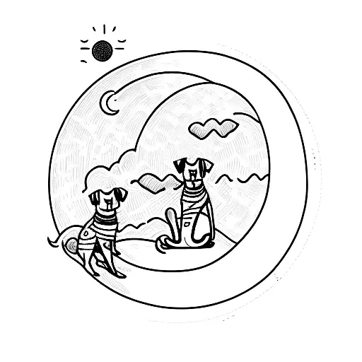 Dog Sitting In The Moon