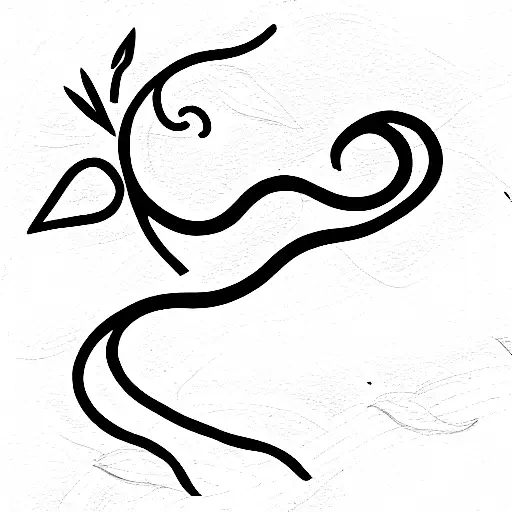 Snake With Leaves And Flowers Black And White Fineline