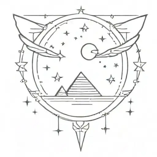 Sphinx And Moon Stars Sea