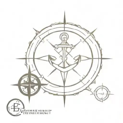 Compass And Anchor With Initials Of Gvr