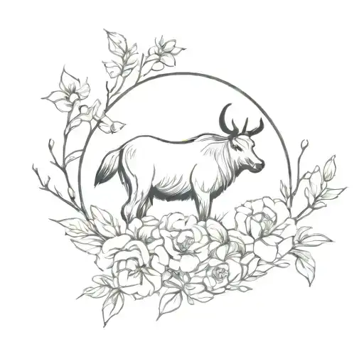 Western Land Animal Mixed With Flowers