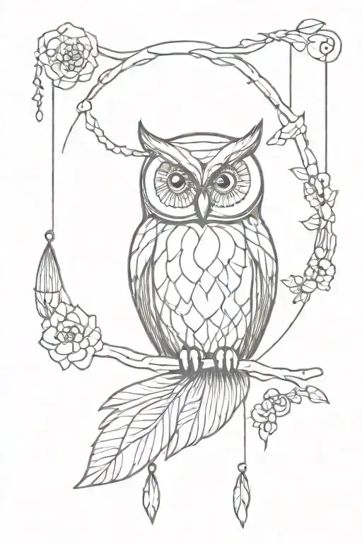 An Owl And A Dream Catcher