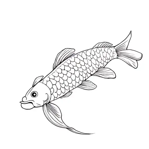 Koi Fish With Waves Minimalistic