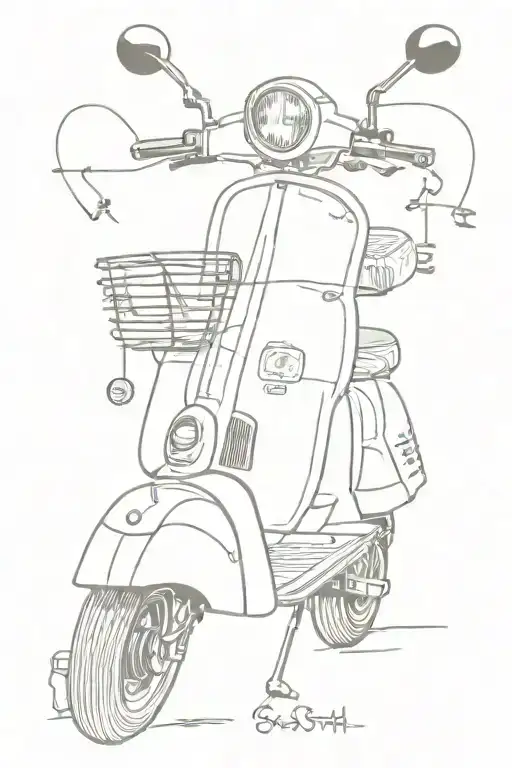 Vespa Scooter And A Morse Code Of The Word Sasha