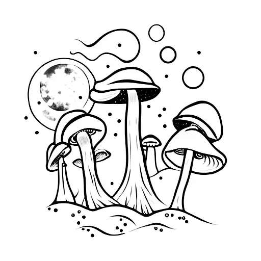 Mushrooms Under The Moon
