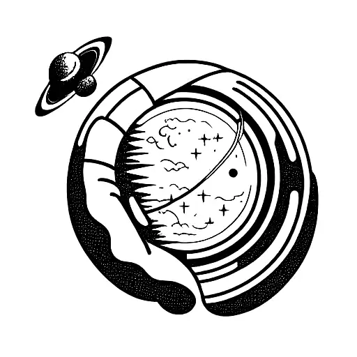 Astronaut Reading On Saturn