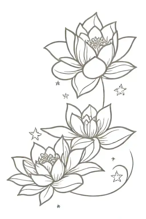Lotus Flower And Stars Forming