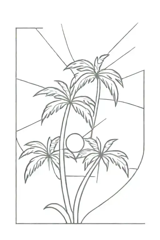 Palm Tree And Sun Rays